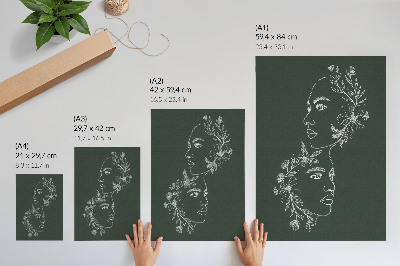Hållbar väggposter Fina linjer, blommor, modern komposition