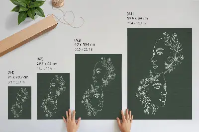 Hållbar väggposter med motiv av fina linjer, blommor och modern komposition