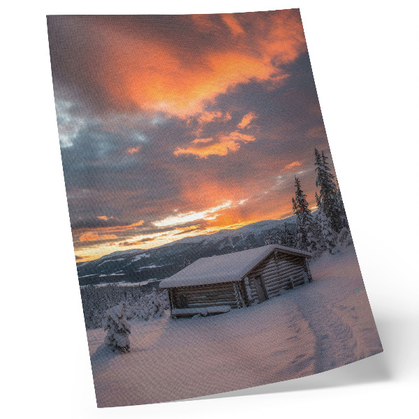 Affisch Vinterskydd orange himmel natur