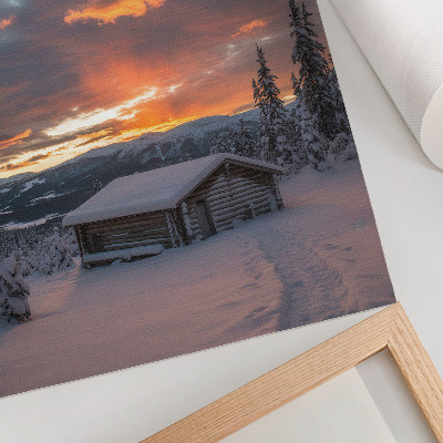 Affisch Vinterskydd orange himmel natur