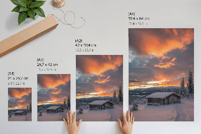 Affisch Vinterskydd orange himmel natur