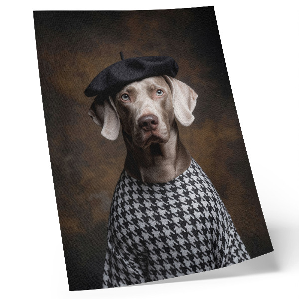 Dekorativ väggaffisch Hund i en baskermönstrad väst elegans