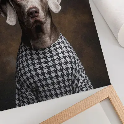 Dekorativ väggaffisch hund iklädd elegant väst med baskermönster