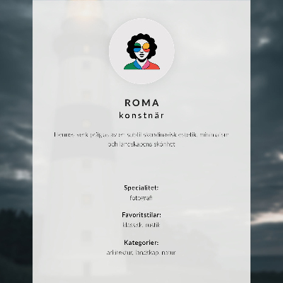 Affisch Röda hus fjord berg solnedgång
