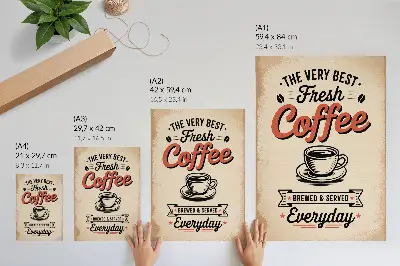 Affisch med motiv av en kopp i retro café-stil