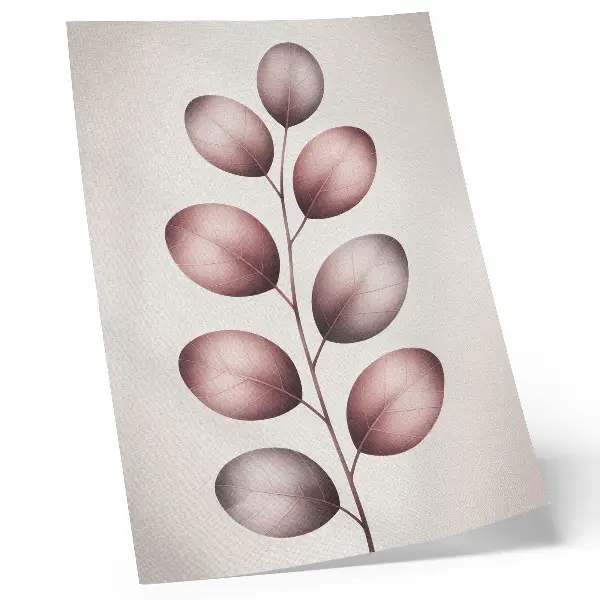 Poster gren med rosa blad i minimalistisk stil