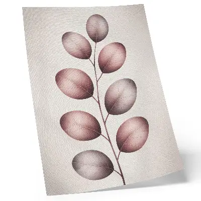 Poster gren med rosa blad i minimalistisk stil