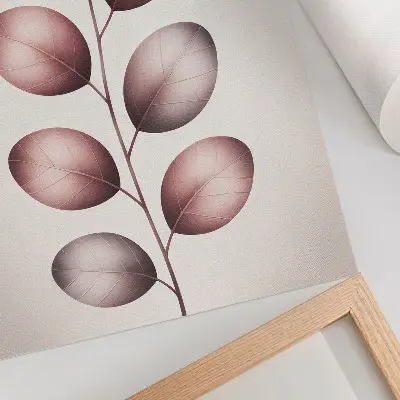 Poster gren med rosa blad i minimalistisk stil