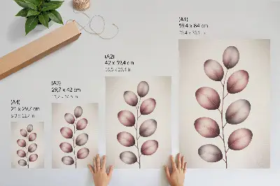 Poster gren med rosa blad i minimalistisk stil