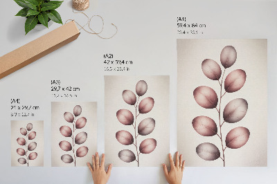 Poster Gren med rosa blad minimalism lätthet