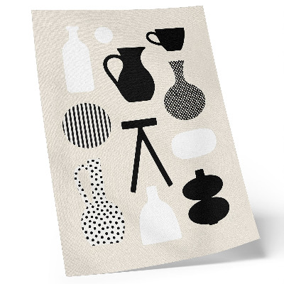 Hållbar väggposter Svartvita geometriska mönster på en beige bakgrund