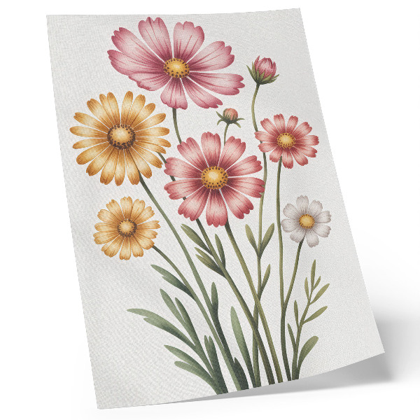 Affisch Gula och rosa blommor i en frodig bukett