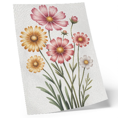 Affisch Gula och rosa blommor i en frodig bukett