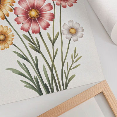 Affisch Gula och rosa blommor i en frodig bukett