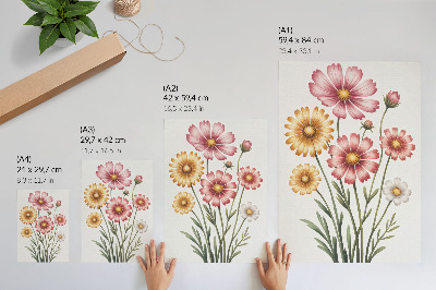Affisch Gula och rosa blommor i en frodig bukett