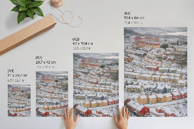 Affisch Färgglada hus vinterlandskapsarkitektur