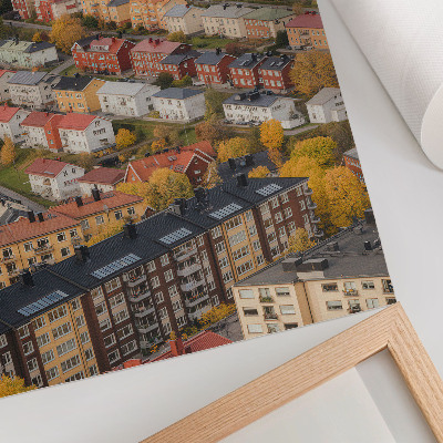 Hållbar väggposter Färgglada byggnader på slingrande gator
