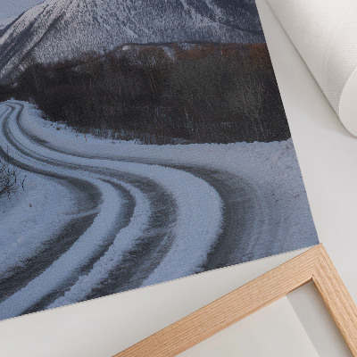 Poster Vinterlandskap berg väg kurvor skönhet