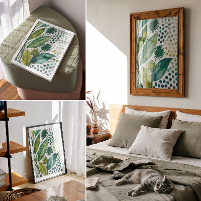 Hållbar väggposter Gröna blad prickar natur fräschör boho