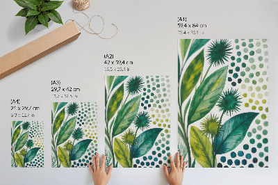 Hållbar väggposter Gröna blad prickar natur fräschör boho