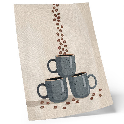 Poster Grå muggar och en krämfärgad bakgrund med kaffebönor