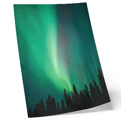 Dekorativ väggaffisch Aurora gröna träd natt magisk natur