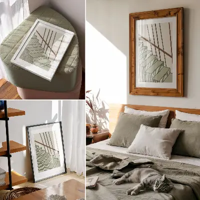 Poster med minimalistisk och elegant trappgeometri