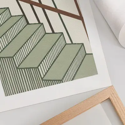 Poster med minimalistisk och elegant trappgeometri