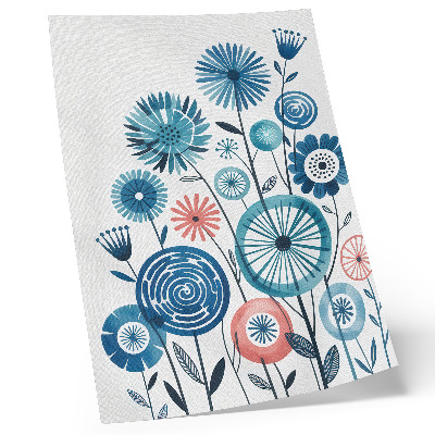 Hållbar väggposter Moderna blå blommor på vit bakgrund