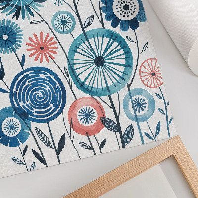 Hållbar väggposter Moderna blå blommor på vit bakgrund