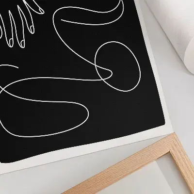 Affisch minimalistisk hand med svartvita böjda linjer