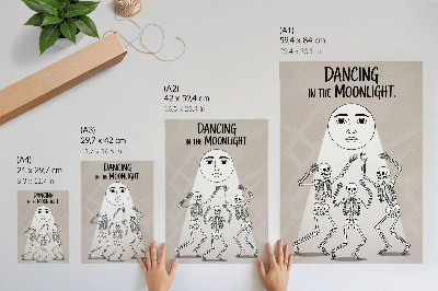 Poster Svartvita skelett på en beige månebakgrund