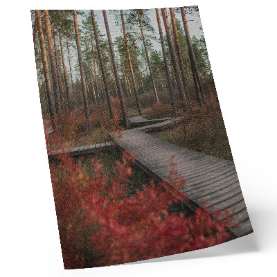 Hållbar väggposter Trästig skogsträd höstfärger