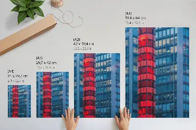 Affisch med motiv av modern arkitektur och urban atmosfär i rymlig stil