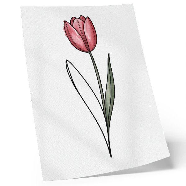 Hållbar väggposter Rosa tulpan enkel konturlätthet