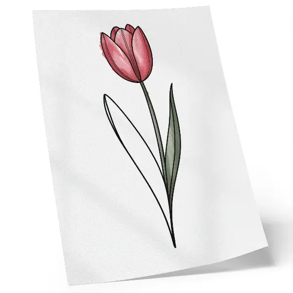Hållbar väggposter rosa tulpan i enkel kontur