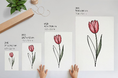 Hållbar väggposter Rosa tulpan enkel konturlätthet