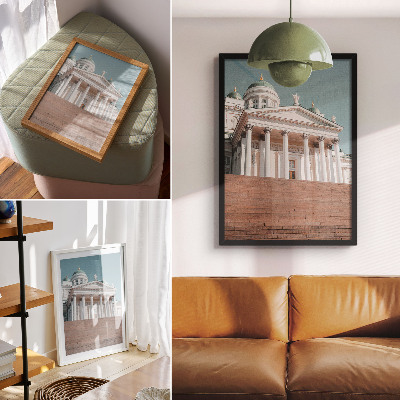 Poster Byggnad med pelare och eleganta arkitektoniska detaljer