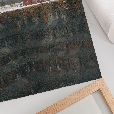 Hållbar väggposter Lada vid sluttningen, vinterlandskap, skog, dimma
