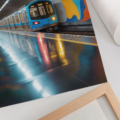 Dekorativ väggaffisch Energiska regnbågsfärger i taket ovanför tunnelbanan