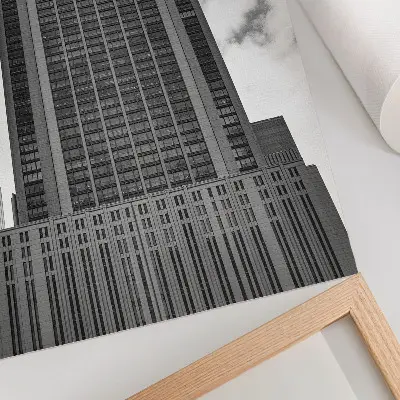 Dekorativ väggaffisch minimalistiskt motiv av en skyskrapa i harmonisk och stram stil