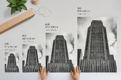Dekorativ väggaffisch minimalistiskt motiv av en skyskrapa i harmonisk och stram stil