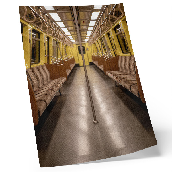 Dekorativ väggaffisch Metroinredning i gult trä modernt