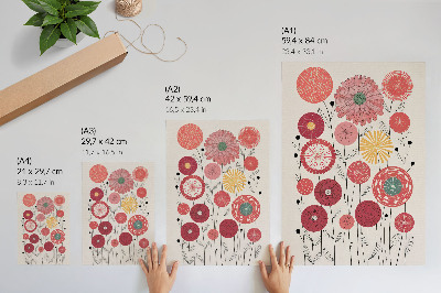 Hållbar väggposter Färgglada geometriska blommor i modern stil