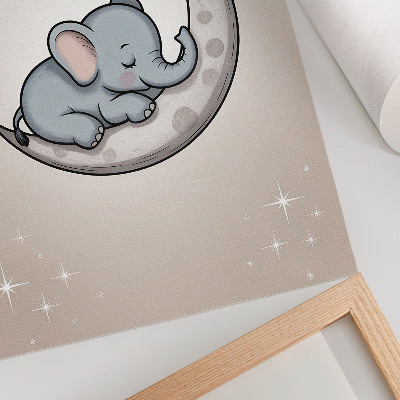 Affisch En söt elefant på månen omgiven av stjärnor