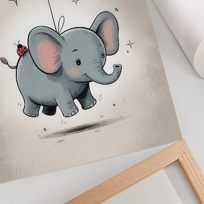 Dekorativ väggaffisch Elefant med ballong barnglädje rosa