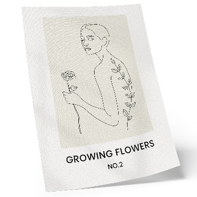 Affisch Linjeteckning med person och blomma enkelhet elegans