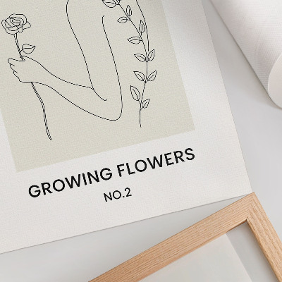 Affisch Linjeteckning med person och blomma enkelhet elegans