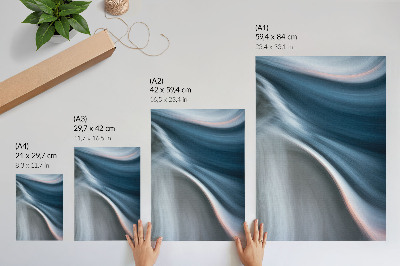 Hållbar väggposter Dynamiska vågiga linjer i svala blå nyanser