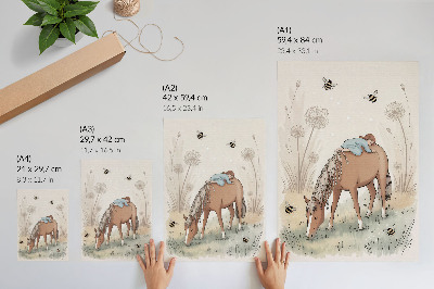 Poster Varma pastellfärger baby häst maskrosor